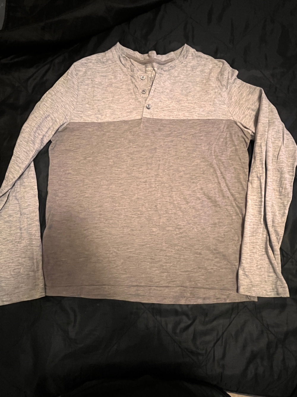 Men's Long Sleeve Henley Shirt - Light Gray / Gray
